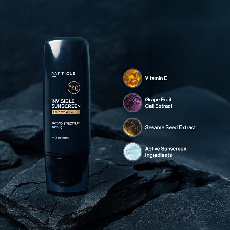 Particle Invisible Sunscreen, Men’s Transparent SPF 40 Sunscreen Lotion with Vitamin E, Daily Skin Care for Men, Lightweight Formula for Sun Protection, Beard Friendly, Non Greasy, 1.7 FL OZ - Image 3